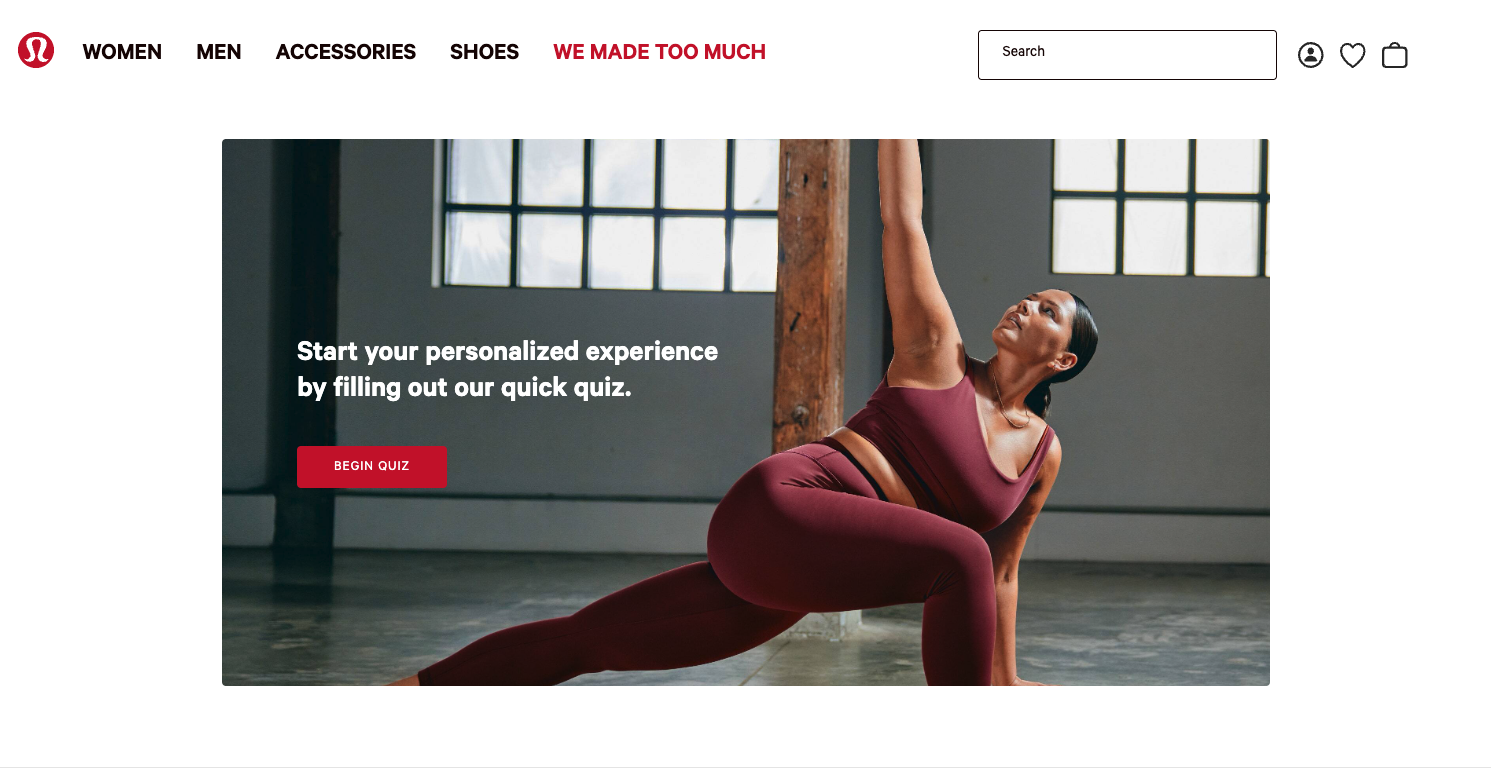 Lululemon Industry Project Landing Page